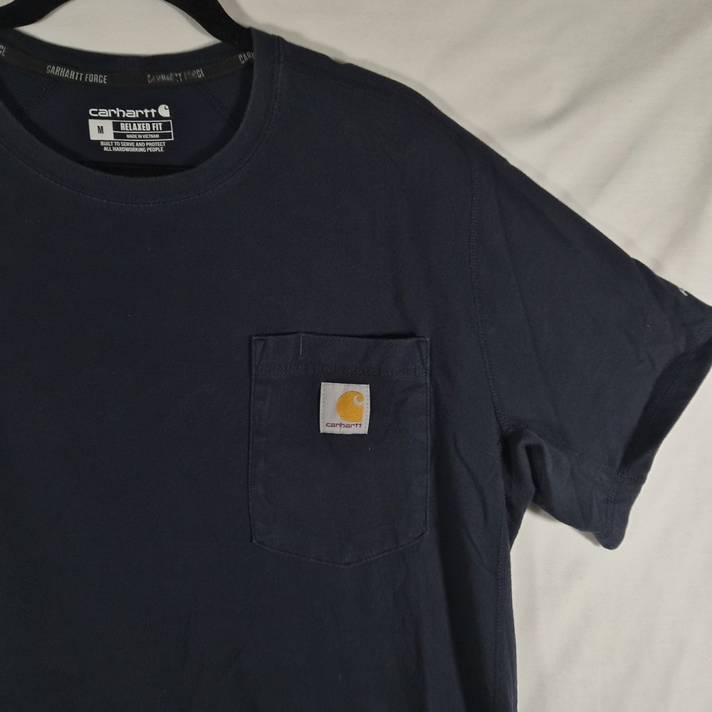 Carhartt Force Pocket T-Shirt Men's Medium Relaxed Fit Navy Blue